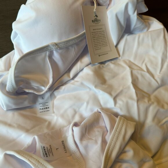 B2prity Halter White Two Piece Swimsuit w/Tummy Control Size Large - Picture 4 of 4